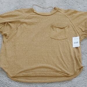 Free People Olive Combo Short Sleeve Tee